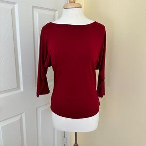Ann Taylor Merlot Batwing Sleeve Boatneck Drape-y Top